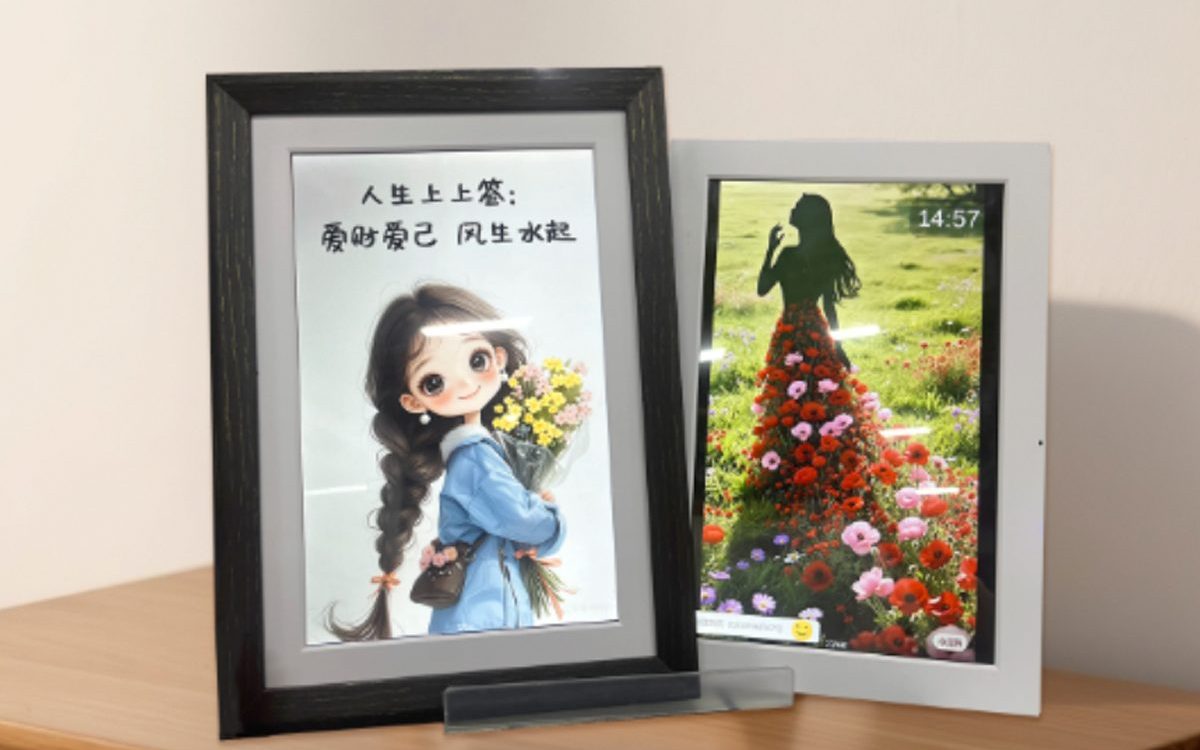 10.1 寸电子相册，黑框和白框并排